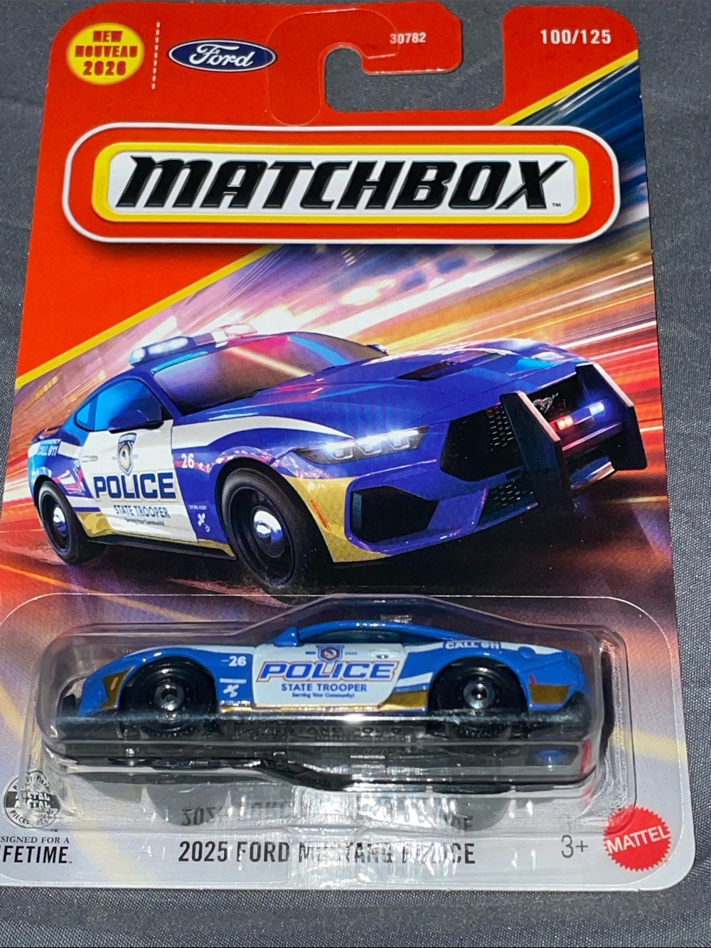 Matchbox State Trooper 2025 Ford Mustang Police Car - Blue & White